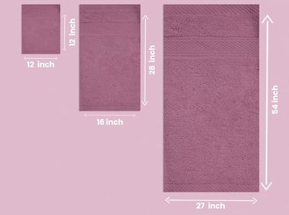 8-Piece Zero Twist Cotton Bath Towel Set – 100% Cotton Luxury Towels – Ultra Soft, Fluffy & Absorbent – Quick Dry, Durable & Fade Resistant – Spa Quality Bath, Hand & Washcloth Set (Wishful Mauve) - color: Wishful Mauve