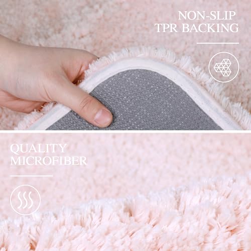 Walensee Blush Bath Mat (24 x 72), High Pile Microfiber, Extra Soft, Absorbent, Non-Slip, Machine Washable, Luxury Bathroom Rug - color: Blush, size: 24" x 72"