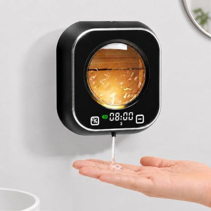Automatic Soap Dispenser Touchless, Wall Mount, Rechargeable, Mood Lighting | 5 Adjustable Levels, IPX5 Waterproof, LED Clock, 320ML, Hand & Dish Soap for Bathroom Kitchen, Black - color: Black