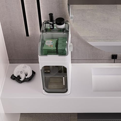 BINSIO 2-Tier Bathroom Counter Storage Cabinet, Slim Vanity Organizer with Clear Doors, Small Bathroom Storage Cabinet with Built-in Tissue Storage for Toiletries, Wipes and Bathroom Essentials - size: 2 Tiers