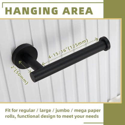 Matte Black 2-piece Bathroom Hardware Set, Solid Stainless Steel | Rust-resistant Bathroom Accessories Set for Bathroom Restroom Sink, Swivel Towel Ring, Toilet Paper Holder, Wall Mounted - color: Matte Black Round Shape