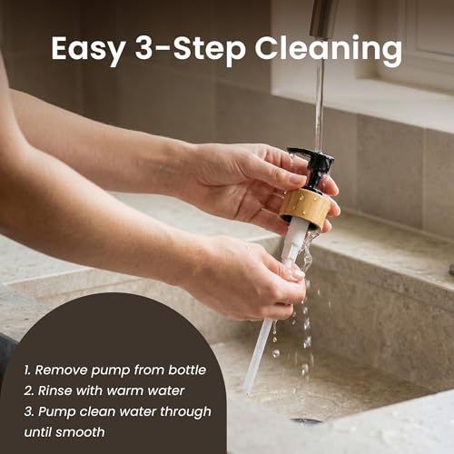 Maisonovo Dish Soap Dispenser Set - Amber Soap Dispenser Black Bamboo Pumps | Glass bottles for body wash, lotion, shampoo or conditioner · Sink, bathroom or countertop · Tray, 16.9 oz each - color: Amber Bottles Black Bamboo Pumps