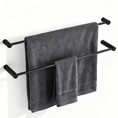 Towel Racks for Bathroom, NEWRAIN 30 inch Double Bath Towel Bar Wall Mounted, Stainless Steel Kitchen Towel Holder, Matte Black Towel Rod Towel Rail Hange - color: Matte Black, style: Double Bar