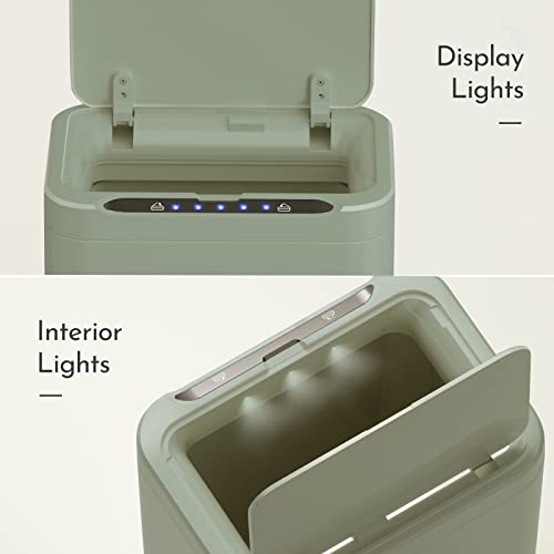 ELPHECO Stainless Steel Office Trash Can 6.6 Gallon Motion Sensor Green | Automatic Garbage Bin Rectangular Touch Free Waste Bin for Hotel and Living Room, Avocado Green, 2AA - color: Avocado Green