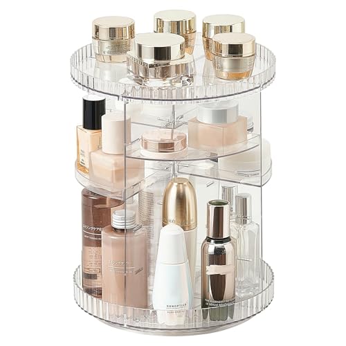 vacane Clear Rotating Makeup Organizer,8 Adjustable Layers Vanity Organizer Skincare Storage,Cosmetic Display Case 360° Stabilizly Spinning Multi-Function Storage for Bathroom and Bedroom Countertop - size: Tall | 8 Tier