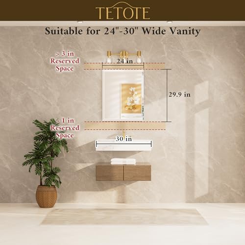 TETOTE 24" x 30" Bathroom Mirror Frameless Tempered Wall Mounted Beveled Mirror for Bathroom - size: 30"L x 24"W