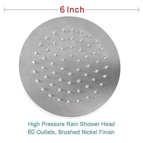 NearMoon Rain Shower Head, Ultra-Thin Design-Pressure Boosting, Awesome Some Experience, High Flow Stainless Steel Rainfall Head (6 Inch,Brushed Nickel) - color: Brushed Nickel, size: 6 Inch