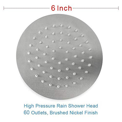 NearMoon Rain Shower Head, Ultra-Thin Design-Pressure Boosting, Awesome Some Experience, High Flow Stainless Steel Rainfall Head (6 Inch,Brushed Nickel) - color: Brushed Nickel, size: 6 Inch