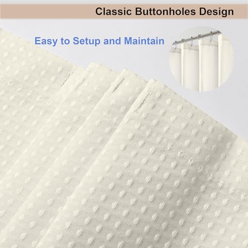 Cream Waffle Weave Fabric Shower Curtain, Textured Heavy Cloth Shower Curtains for Bathroom, Water Repellent Soft Hotel Spa Luxury Elegant Bath Curtain, Machine Washable, Cream, 72x78 Inch - color: Cream, size: 72"W x 78"L (Pack of 1)