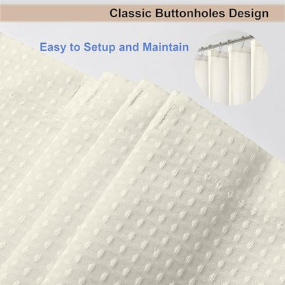 Cream Waffle Weave Fabric Shower Curtain, Textured Heavy Cloth Shower Curtains for Bathroom, Water Repellent Soft Hotel Spa Luxury Elegant Bath Curtain, Machine Washable, Cream, 72x78 Inch - color: Cream, size: 72"W x 78"L (Pack of 1)