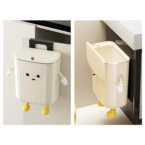 Wall Mounted Trash Can Bin with Lid Waste Cartoon Kitchen Hangings Garbage Dustbin Rubbish Decorations Office Can