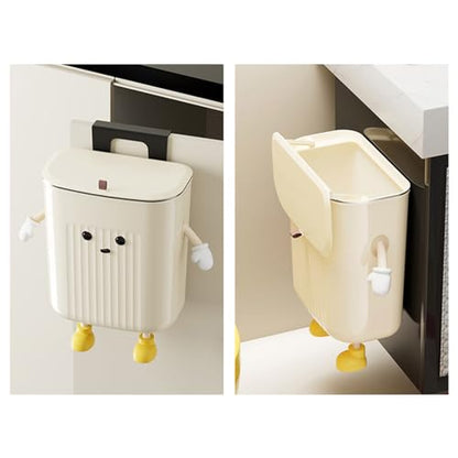 Wall Mounted Trash Can Bin with Lid Waste Cartoon Kitchen Hangings Garbage Dustbin Rubbish Decorations Office Can