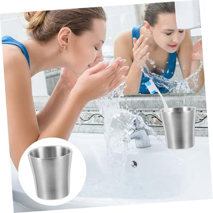 GLEAVI Stainless Steel Tumbler Cup Toothbrush Holder Bathroom Tumbler Drinking Cup for Couples Easy to Clean Minimalist Design