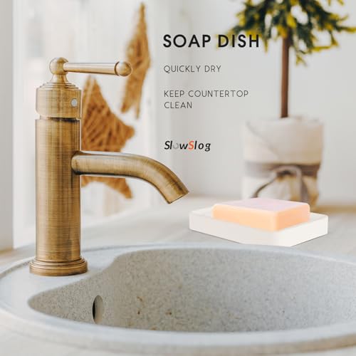 2 Pack Diatomite Soap Trays, Fast Drying Stone Soap Dishes, Soap Holders | Natural Diatomaceous Earth Stone Soap Holders, Quick-Dry Rectangular Soap Savers for Bath & Kitchen, White - color: White/Square, size: 2-Pack