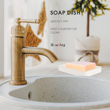 2 Pack Diatomite Soap Trays, Fast Drying Stone Soap Dishes, Soap Holders | Natural Diatomaceous Earth Stone Soap Holders, Quick-Dry Rectangular Soap Savers for Bath & Kitchen, White - color: White/Square, size: 2-Pack