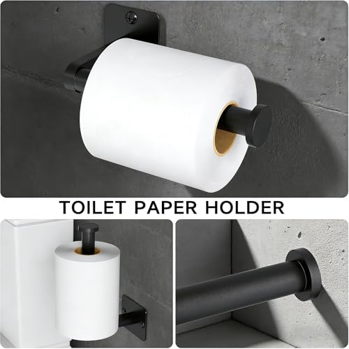 Black Hand Towel Bar for Bathroom Wall, Towel Rack 304 Stainless Steel, Toilet Paper Holder Wall Mount, Tissue Holder for Home Decor - size: 5.5