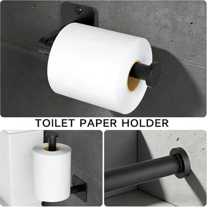 Black Hand Towel Bar for Bathroom Wall, Towel Rack 304 Stainless Steel, Toilet Paper Holder Wall Mount, Tissue Holder for Home Decor - size: 5.5