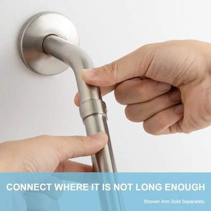 OFFO Shower Head Extension Arm, Brushed Nickel 16 in Shower Arm Extension Shower Head Extender Made of 305 Stainless Steel Shower Pipe Extension - color: Brushed Nickel, style: 16 in