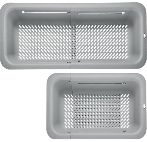 LASSHSWA Collapsible Colander for Kitchen, Over the Sink Strainer Basket for Kitchen, Fruit Pasta Food Strainer Expandable Plastic Colander BPA Free (Gray) - color: Gray