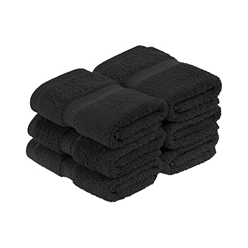 Superior Egyptian Cotton Plush & Absorbent, Face Towel Set of 6, Black | Quick Dry, Soft Luxury Towel Set, Bath Essentials for Bathroom, Guest Bath, Spa, 6 Piece Face, Madeline Towels - color: Black, size: Face Towel 6-Pack