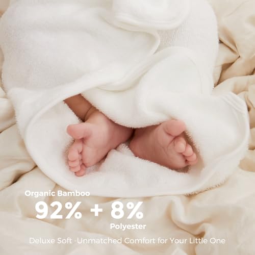 Momcozy Baby Towel, 5pcs Baby Bath Towel Set，Soft&Breathable | 5pcs Baby Bath Towel Set, Extremely Soft&Breathable, Suitable for Girls and Boys - color: White