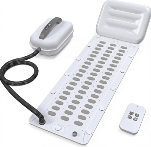 Bubble Bath Massager Mat with 6-Level Adjustment & Remote Control | Upgraded anti-slip suction cup，Inflatable pillow，Portable storage，Relieve muscle soreness and fatigue - color: White