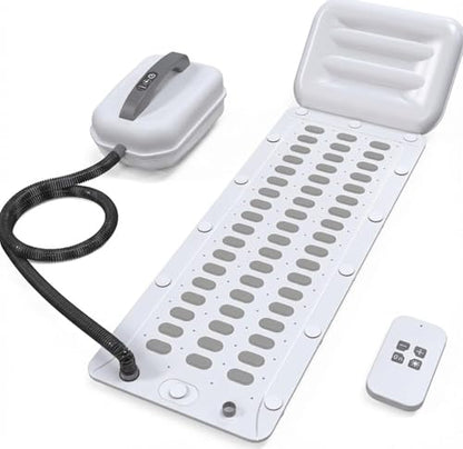Bubble Bath Massager Mat with 6-Level Adjustment & Remote Control | Upgraded anti-slip suction cup，Inflatable pillow，Portable storage，Relieve muscle soreness and fatigue - color: White