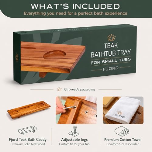 Fjord 29" Premium Teak Bathtub Tray for Small & Standard Tubs - size: Short (29 in)