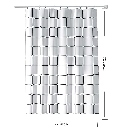 TIKABC Shower Curtain Liner, 4G PEVA Square Shower Liner, Plastic Waterproof Shower Curtains, 72x72 inch with Grommet Holes 3 Magnetic Weights - color: White-square