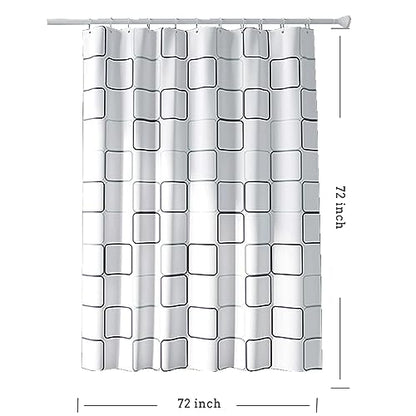 TIKABC Shower Curtain Liner, 4G PEVA Square Shower Liner, Plastic Waterproof Shower Curtains, 72x72 inch with Grommet Holes 3 Magnetic Weights - color: White-square