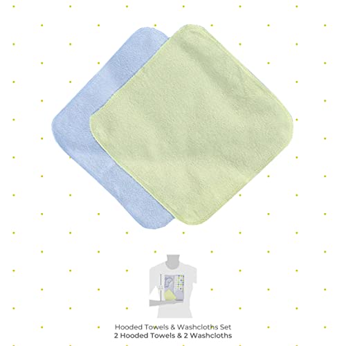 Spasilk Bath Hooded Towels & Washcloths Set for Babies, 2 Hooded Terry Bath Towels & 2 Washcloths, Blue Whale - color: Blue Whale