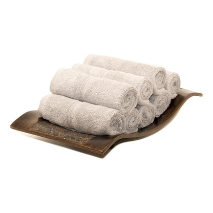 Mosobam Luxury Turkish Washcloths, 8 Pack, 13 x 13 in, 700 GSM, Light Gray | 8 washcloth face towels, 13 x 13 in, 700 GSM, 50% viscose made from bamboo and 50% Aegean Turkish cotton, plush and absorbent - color: Light Gray, size: Washcloths, Set of 8