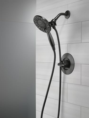 Delta Arvo 14 Series Matte Black Shower Faucet Set with In2ition 2-in-1 Dual Shower Head with HandHeld Spray Combo, Valve Trim Kit, Matte Black 142840-BL-I (Valve Included) - color: Matte Black