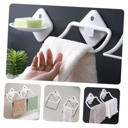 OSALADI Wall-Mounted Towel Ring White Punch-Free Adhesive Towel Holder for Bathroom Kitchen Self-Adhesive No-Drill Quick-Drying and Multi-Functional