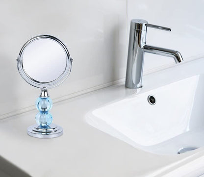 Zahari Home Aroma Magnifying Makeup Mirror with Stand, Double Sided 1X/3X Magnification, 360 Degree Swirl, 6.30 inch Blue - color: Blue, size: 6.3"L x 3.5"W
