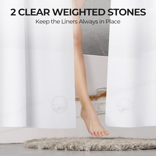 AmazerBath Stall Shower Curtain Liner 2 Pack, 36 x 72 Inches PEVA Plastic Shower Liner with 2 Weighted Stones and 6 Rustproof Metal Grommet, Lightweight Waterproof Shower Curtain - White - color: White, size: 36"W x 72"L (Pack of 2)