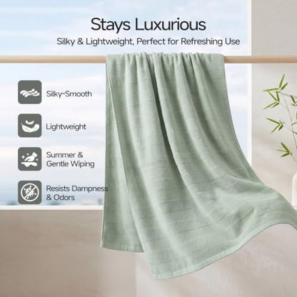 REDKISS Luxury Viscose from Bamboo Bath Towels, Ultra Soft, 28x55 in, Green | 2 Pack, Super Absorbent & Quick Drying, 50% Viscose from Bamboo, 50% Cotton, Large Towels for Bathroom Perfect for Daily Use - color: Green