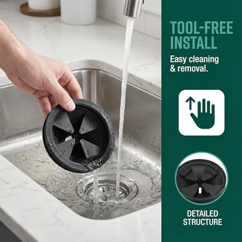 2 Pack Garbage Disposal Splash Guard,EPDM Rubber Drain Insert for InSinkErator Evolution Series 3 1/8" QCB-AM Sink Baffle Drain Cover Removable Quiet Collar EPDM Strainer Insert Parts - color: 1/8 Inch