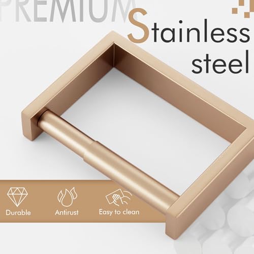 KOKOSIRI Toilet Paper Holder Spring Loaded Bathroom Toilet Roll Holder Wall Mount Champagne Bronze Stainless Steel B2011CPG - color: Champagne Bronze, size: Without Shelf