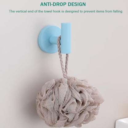Towel Hooks for Bathrooms,Clear Sky Blue Wall Mount Hooks SUS 304 Stainless Steel Coat Hook Robe Hook Towel Hook 2 Count for Kitchen,Bedroom (Drilling),SE96006-8CKB - color: Clear Sky Blue