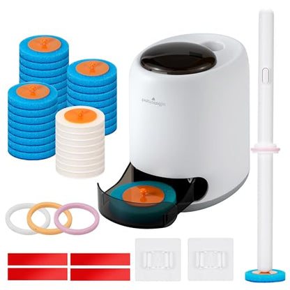 Disposable Toilet Brush, Auto-Ejecting, Includes 48 Enhanced Refills (24 Ocean, 24 Natural), Plus 3 Air-Purifying Scented Rings (Ocean, Rose, Lemon) 360° Dead-Angle-Free Cleaning - color: 1-48white
