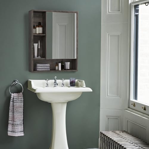 ChooChoo Bathroom Wall Mirror Cabinet, Medicine Cabinet with Storage Shelf | Over The Toilet Storage Cabinet, Adjustable Shelf, 6.3 x 21.6 x 24 Inches, Grey - color: Grey