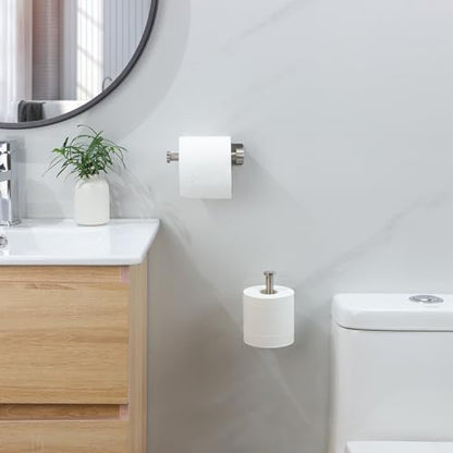 YIGII Self Adhesive Toilet Paper Holder - Bathroom Toilet Paper Holder Stand no Drilling Stainless Steel Brushed - color: Silver