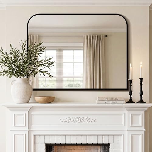 Bathroom Vanity Mirror for Wall 40x30 Inch Black Metal Framed | Bathroom Mirror for over Sink, Living Room, Bedroom, Entryway, Mantel, Fireplace Decor - size: 30"L x 40"W