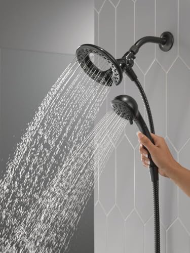 Delta 4-Setting In2ition 2-in-1 Dual Shower Head with HandHeld Spray, Matte Black Detachable Shower Head with Hose, Showerhead, 1.75 GPM Flow Rate, Matte Black 75486CBL - color: Matte Black
