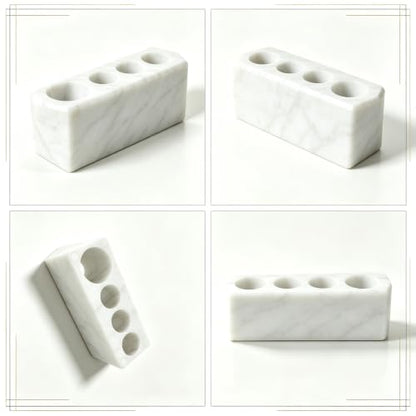 Marble Toothbrush Holder, 4 Slots for Multiple Toothbrushes | Toothbrush Stand Fits Electric Toothbrush, Toothpaste, Razor & Makeup Brushes, Luxury Stone Storage Toothbrush Organizer