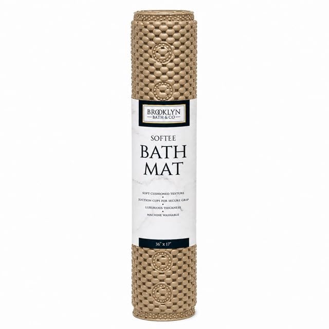 Home Expressions Deluxe Bathtub Mat Non Slip, Soft Foam Bath Mats for Bathroom Tub, Bathtub Mat with Drain Holes, Suction Cups- 36” X 17” (Taupe) - color: Taupe