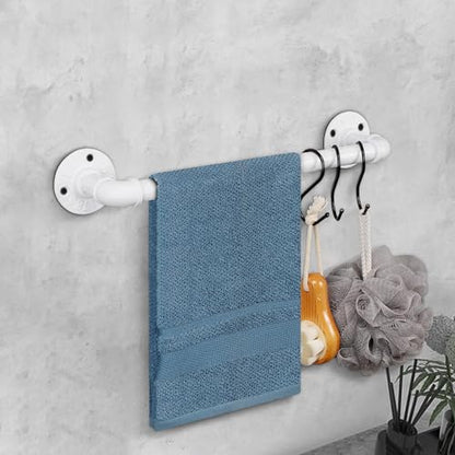 Industrial Pipe Towel Rack Towel Bar, Heavy Duty Wall Mounted Rustic Farmhouse Bath Towel Holder for Bathroom (White, 12 inch) - color: White, size: 12 inch