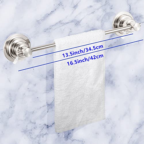 JiePai Suction Cup Towel Bar 16 Inch,Removable Vacuum Suction Towel Holder Suction Towel Rack Brushed Nickel | Vacuum Suction,No Drill,Removable,Heavy Duty Wall Mount ,For Smooth Surfaces,for Bathroom & Kitchen - color: Suction Towel Bar-16 Inch Brushed N