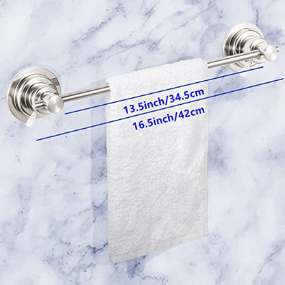 JiePai Suction Cup Towel Bar 16 Inch,Removable Vacuum Suction Towel Holder Suction Towel Rack Brushed Nickel | Vacuum Suction,No Drill,Removable,Heavy Duty Wall Mount ,For Smooth Surfaces,for Bathroom & Kitchen - color: Suction Towel Bar-16 Inch Brushed N
